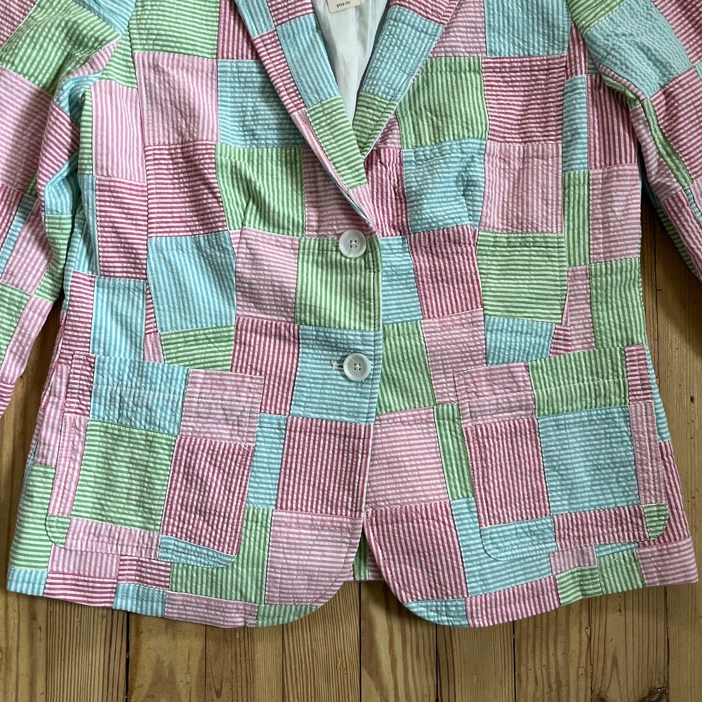 NWT Talbots Patchwork Seersucker Blazer Madras Ja… - image 5